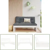 The Living Store Canapé central de jardin blanc 120x80 cm pin massif