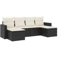 vidaXL Ensemble de salon de jardin 6 pièces avec coussins noir poly rotin