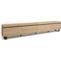 Skraut Home COZY Meuble TV, Banc Télé, 320x35x57cm, TV grand format, Chêne