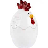 Clayre & Eef Pot en verre Poulet Ø 6x9 cm Blanc Verre