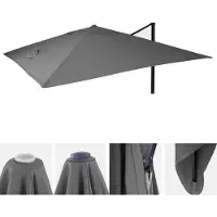 Mendler Housse de remplacement pour parasol de jardin de luxe HWC-A96, housse de parasol de remplacement, 3x4m (Ø5m), polyester, couleur anthracite