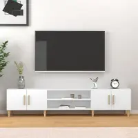 Prolenta Meuble TV exclusif - Blanc - 180 x 31,5 x 40 cm - Fabriqué en panneaux de particules