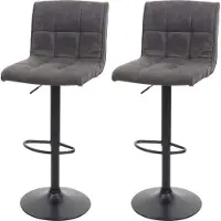 Mendler 2x Tabouret de bar HWC-B13, tabouret de bar de comptoir, simili daim vintage gris foncé