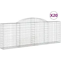 vidaXL Gabions avec arc surélevé 20 pcs 300x30x100/120cm Fer galvanisé