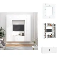vidaXL Ensemble de 8 meubles TV Blanc Matériau dérivé du bois - Meubles TV