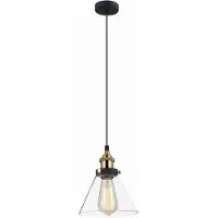 ITALUX Suspension Getan noir-doré-transparent 1xE27x60W verre dim. : 110x18x18 cm IP20