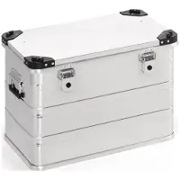 Industrial Quality Supplies Boîte en aluminium L582xl385xH410mm 76l avec fermeture à clapet et coins de gerbage