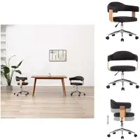 vidaXL Chaise de bureau pivotante noire bois courbé et similicuir - Chaises de bureau