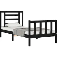 Syfax Cadre de lit sans matelas noir bois de pin massif