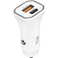 Avizar , chargeur de voiture avec deux ports USB 3.0 et un port USB-C Power Delivery, couleur blanche