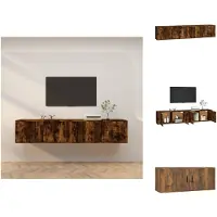 vidaXL Armoires murales TV 2 pcs. Chêne fumé 100x34,5x40 cm - Meubles TV