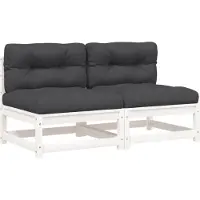 vidaXL Canapés de jardin sans accoudoirs avec coussins 2 pcs. Blanc pin