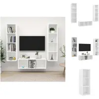 vidaXL Ensemble de meubles TV 3 pièces Blanc Matériau dérivé du bois - Meubles TV