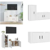 vidaXL 2 pcs. Set d'armoires TV blanc en bois composite - Ensemble d'armoires TV - Ensembles d'armoires TV - Meuble-paroi