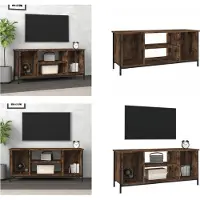 vidaXL Armoire TV chêne fumé 102x35x45 cm Bois composite - Armoire TV - Meubles TV - Support TV