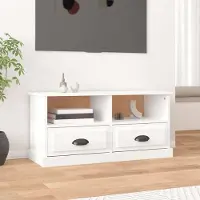 Prolenta Maison Exclusive - Meuble TV blanc brillant 93x35,5x45 cm Matériau dérivé du bois