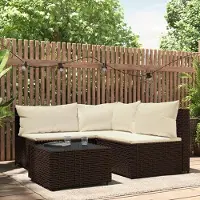 Prolenta Maison Exclusive - Ensemble salon de jardin 4 pièces avec coussins, polyrotin marron