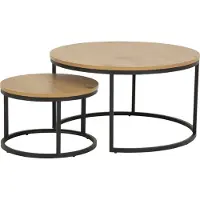 Fonq Spiro Table basse, Ø50 cm, lot de 2, chêne.