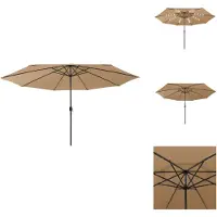 vidaXL Parasol avec lampes LED et mât métallique 400 cm Taupe - Parasols & ombrelles