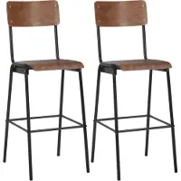 Syfax Tabourets de bar lot de 2 marron contreplaqué solide et acier
