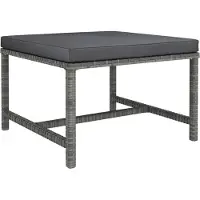 The Living Store Tabouret de pied modulaire avec coussin Gris Poly rotin