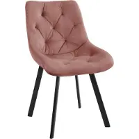 Akord Chaise élégante en velours rose poudré avec pieds noirs SJ.33