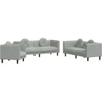 vidaXL Ensemble de canapés 3 pièces avec coussins gris clair velours