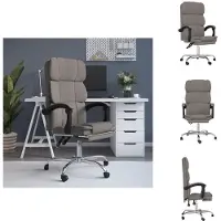vidaXL Chaise de bureau avec fonction chaise longue Taupe Tissu - Chaises de bureau
