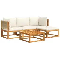 vidaXL Ensemble canapé de jardin 5 pièces avec coussins bois acacia & corde