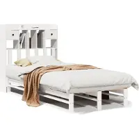 vidaXL Lit en bois massif avec étagère sans matelas blanc 90x190 cm pin