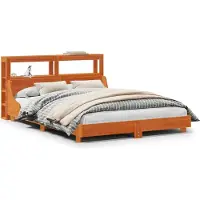 Syfax Cadre de lit sans matelas cire marron 120x200cm bois pin massif