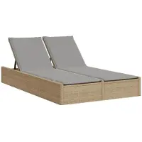 Syfax Chaise longue double avec coussins beige résine tressée