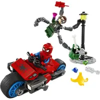 LEGO Marvel Poursuite en moto : Spider-Man vs. Doc Ock, jouet de super-héros pour enfants avec figurines, shooters et web-shooter, super cadeau pour garçons et filles à partir de 6 ans 76275