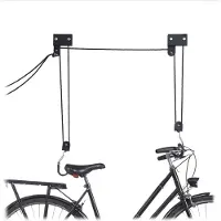 Relaxdays - Élévateur à câble pour vélos, capacité de charge de 57 kg, avec crochets, universel, avec frein de câble, système à câble, pour kayak, élévateur pour vélos, noir