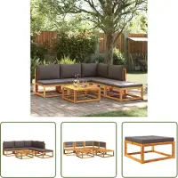 The Living Store ensemble de 6 canapés de jardin avec coussins en bois massif d'acacia