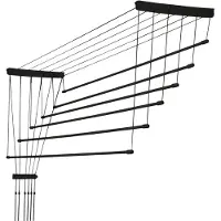 Kadax Séchoir à linge de plafond "Torp", Séchoir de plafond charge 12kg, 6 barres, 180 cm, noir