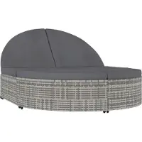 Syfax Chaise longue à 2 places avec coussins Résine tressée Gris