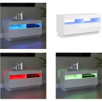 vidaXL Armoire TV avec lampes LED Blanc brillant 80x35x40 cm - Armoire TV - Armoire TV Avec LED - Meuble TV