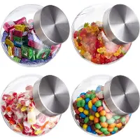 Relaxdays 8 bocaux à bonbons, 1,5 l, bocaux de conservation pour bonbons, aliments, bar à bonbons, bonbonnière, couvercle en acier inoxydable, transparent