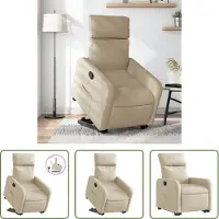 The Living Store Fauteuil relax avec releveur Crème Tissu