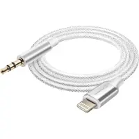 Swissten Câble auxiliaire Lightning compatible jack 3.5 mm Nylon Tressé 1.5m Blanc