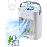 Vevor Climatiseur portable , refroidisseur d'air 4 en 1, réservoir d'eau de 700 ml, 7 lumières de couleur, mini-ventilateur AC de bureau personnel pour chambre, bureau