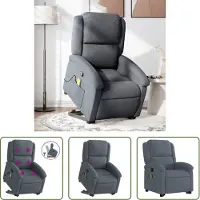 The Living Store Fauteuil de massage avec releveur Gris foncé Velours