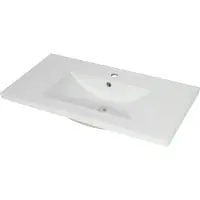 Mendler Lavabo HWC-D16, lavabo à main lavabo meuble salle de bain, céramique rectangulaire blanc 92cm 30mm bord