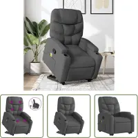 The Living Store Fauteuil de massage avec releveur Gris foncé Tissu