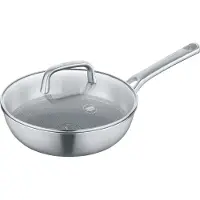 Berndes Poêle wok avec couvercle en verre 26 cm, polie - Tricion Resist b.nature