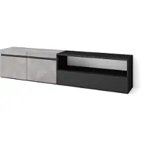 Skraut Home COZY Meuble TV, Banc Télé, 200x35x45cm, Pour les TV jusqu'à 80", Meubles de salon, Ciment