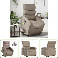The Living Store Fauteuil de massage avec releveur Cappuccino-Brun Similicuir