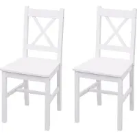 Mendler 2x chaise de salle à manger HWC-F77, style rustique-cottage, en bois massif blanc