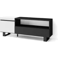 Skraut Home COZY Meuble TV, Banc Télé, 150x35x57cm, Pour les TV jusqu'à 65", Blanc et noir